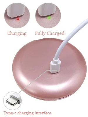 Kintion LED Lighted Travel Makeup Mirror, 1X/10X Rechargeable Compact Mirror, 3.5" Pocket Mirror, Purse Mirror (Rose Gold) - led compact mirror