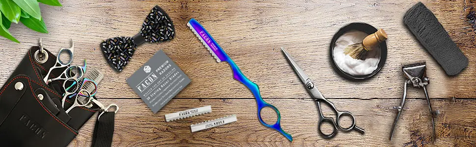 Facón Professional Hair Styling Thinning Texturizing Cutting Feather Razor + 10 Replacement Blades - Styling razor, Thinning razor