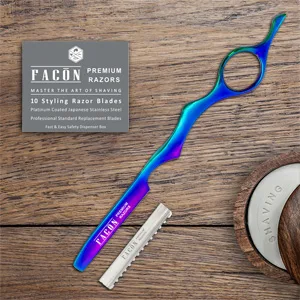 Facón Professional Hair Styling Thinning Texturizing Cutting Feather Razor + 10 Replacement Blades - Styling razor, Thinning razor