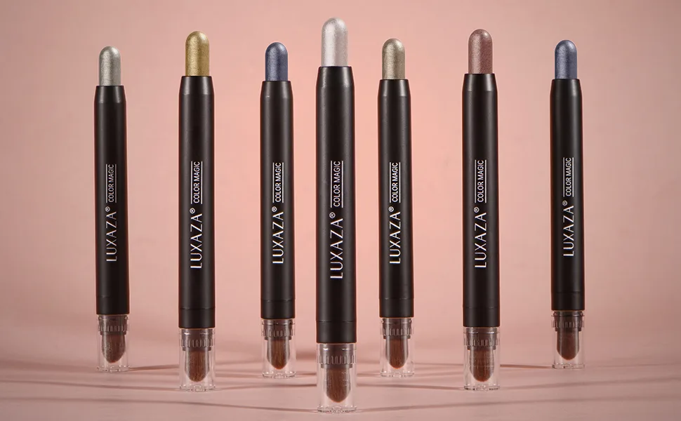 LUXAZA 6 PCS Neutral Khaki Metallic Eyeshadow Stick Set, Cream Eye Shadow Pencil Crayon Brightener Makeup B12-Neutral Khaki - product information 16