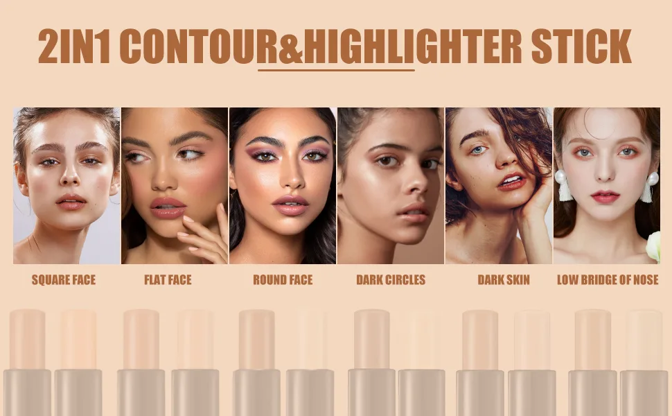 ONLYOILY double-end contour highlighter stick contour stick,face highlighter, contour makeup contouring sticks cream concealer (1) - contour stick