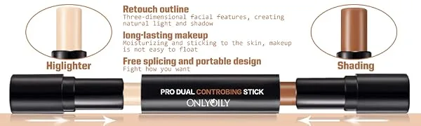 ONLYOILY 6 colors contour highlighter stick contour stick,face highlighter, contour makeup contouring sticks cream concealer - 3PCS (#1+#2+#3) - contour stick