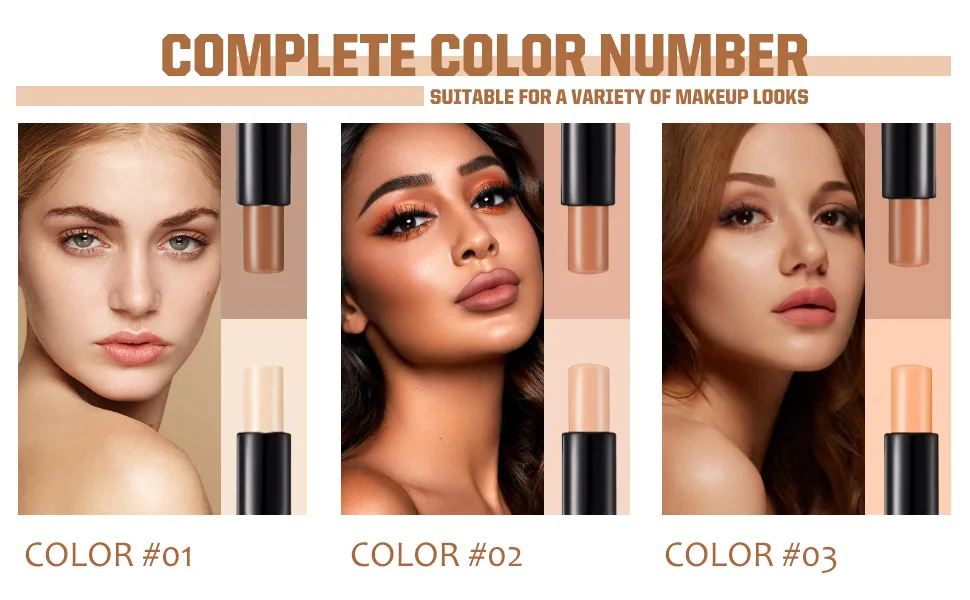 ONLYOILY 6 colors contour highlighter stick contour stick,face highlighter, contour makeup contouring sticks cream concealer - 3PCS (#1+#2+#3) - contour stick