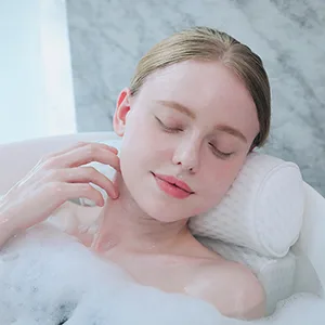 AEROiVi Bathtub Pillow Headrest Bath Pillows for Tub Neck and Back Support with Non Slip Suction Cups Spa Bath Cushion White - comfort