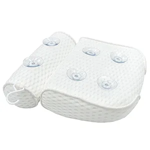AEROiVi Bathtub Pillow Headrest Bath Pillows for Tub Neck and Back Support with Non Slip Suction Cups Spa Bath Cushion White - suction cups