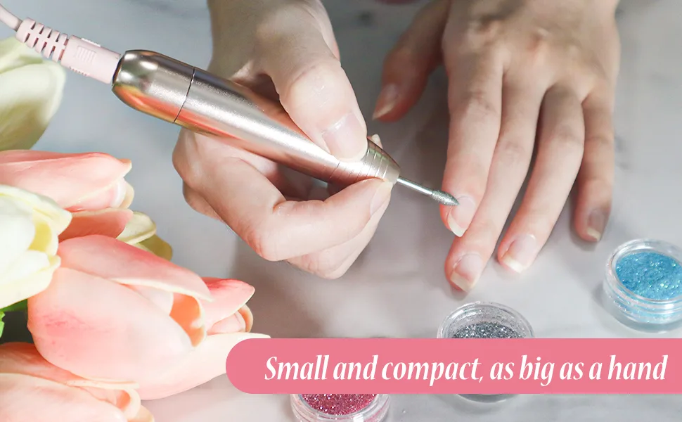 Electric Nail Drill Kit,RedFlow Professional Nail Drill Machine,Compact Type,For Nail File Exfoliating Abrasive Acrylic Nail Drill,With 6 Pcs Nail Drill Bits (Gold) - nail drill