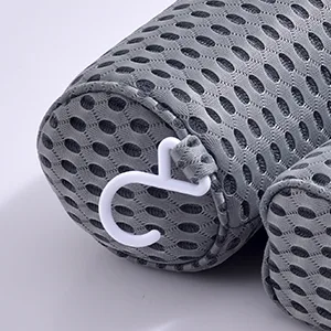 Bath Pillow Bathtub Pillow - Bath Pillows for Tub with Neck, Head, Shoulder and Back Support - 4D Air Mesh Spa Pillow for Bath - Extra Thick, Soft and Quick Dry | Gray - BUILT IN HOOK FOR QUICK DRYING