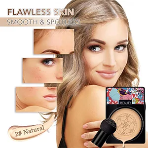 NUIBO Air Cushion CC Cream Mushroom Head, Moisturizing Concealer Makeup Base, Primer Liquid Foundation Long Lasting with Two Mushroom Makeup Sponges ?IvoryScrew lid? - CC CREAM FUNDATION