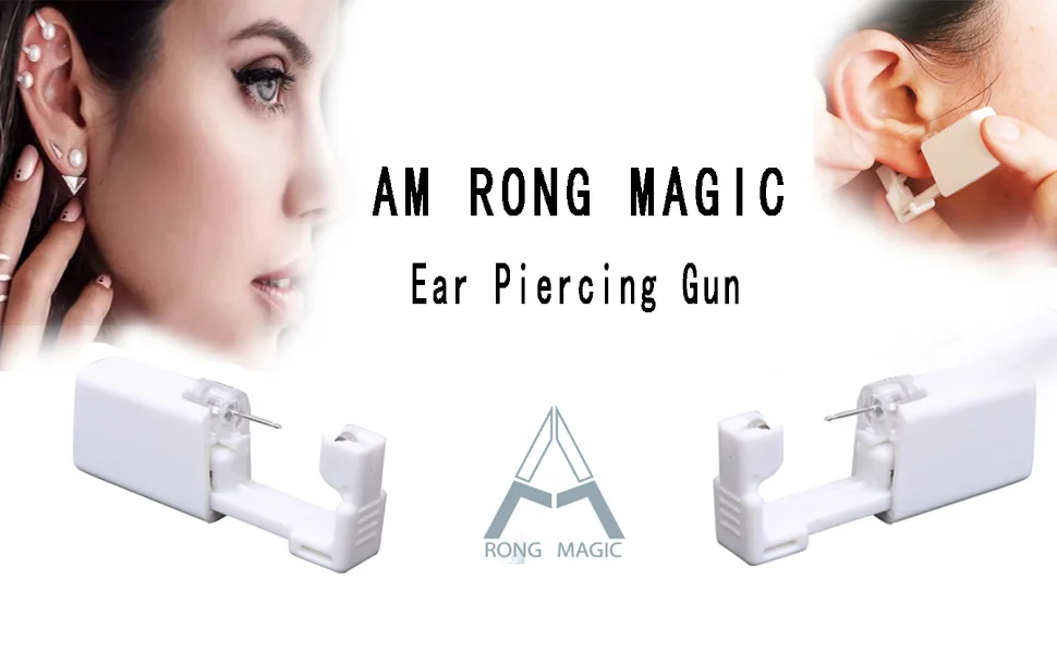 2 Pack Self Ear Piercing Gun Earring,Disposable Piercing Kit No Pain Easy Use Ear Piercing Gun Kit Tool with Stud and With Alcohol Pad (3mm Gold Peas) … - Ear Nail Gun,Self Ear Piercing Gun,Ear Piercing Gun,Ear Stud Gun,Household Ear Piercing Gun