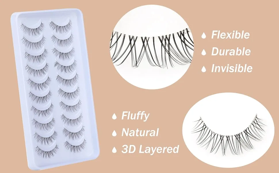 Wispy Lashes Natural Look Faux Mink Eyelashes with Clear Band Fluffy 8mm Short Natural False Lashes Pack by Kiromiro Clear Natural - Natural eyelashes pack