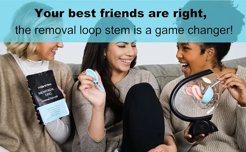 MOONTHLIES Reusable Menstrual Period Disc with Removal Loop Stem - Blue - Pack of 2 - Moonthlies removal loop stem menstrual disk is a game changer.  Easy insertion, easy removal.