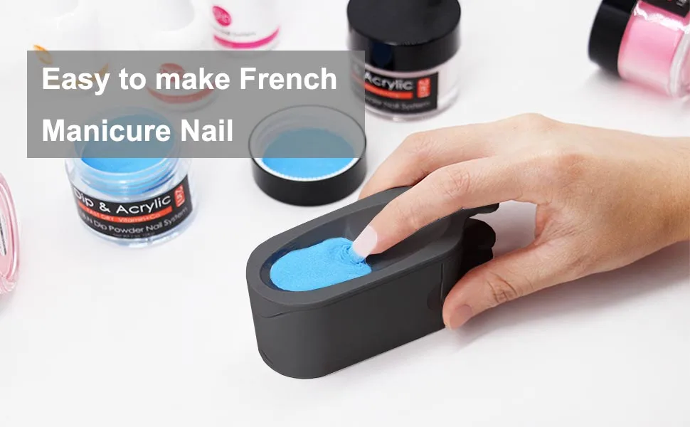 2 in 1 Dip Powder Tray Recycling System & French Tip Mould, Dip Powder Nail Glitter Holder Saver (Black) - product information 5