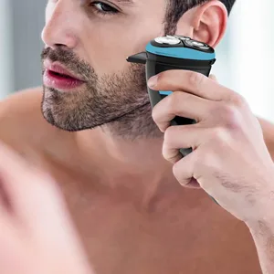 MAX-T Men Electric Razor, Rechargeable Wet & Dry Rotary Electric Shaver for Men (Blue) - Pop-up Trimmer