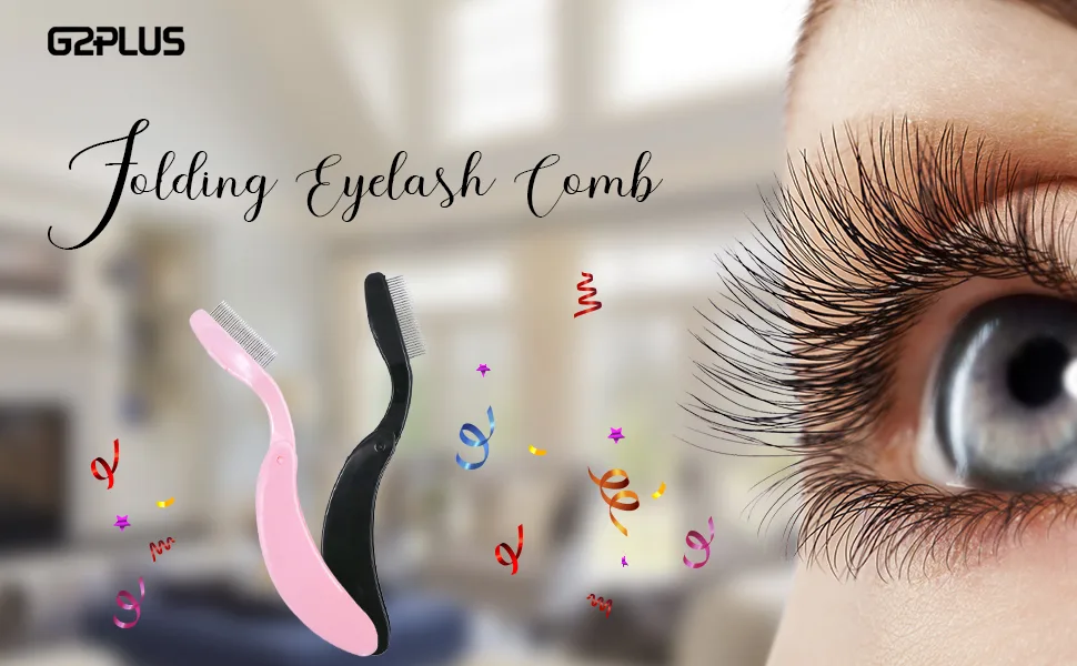 4PCS Folding Eyelash Comb, Eyebrow Comb Metal Teeth, Eyelash Separator Comb, Eyelash Brush and Comb, Professional Tool for Define Lash & Brow (Black) - Folding Eyelash Comb