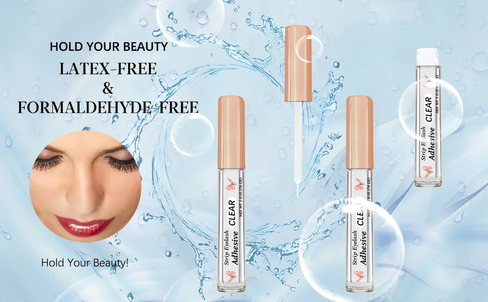 Clear Eyelash Glue Eyelash Adhesive Super Strong Hold Lash Glue Waterproof False Eyelashes Glue Suitable for Sensitive Eyes Lash Adhesive 0.176oz,(Clear) 1pcs Clear - eyelash glue