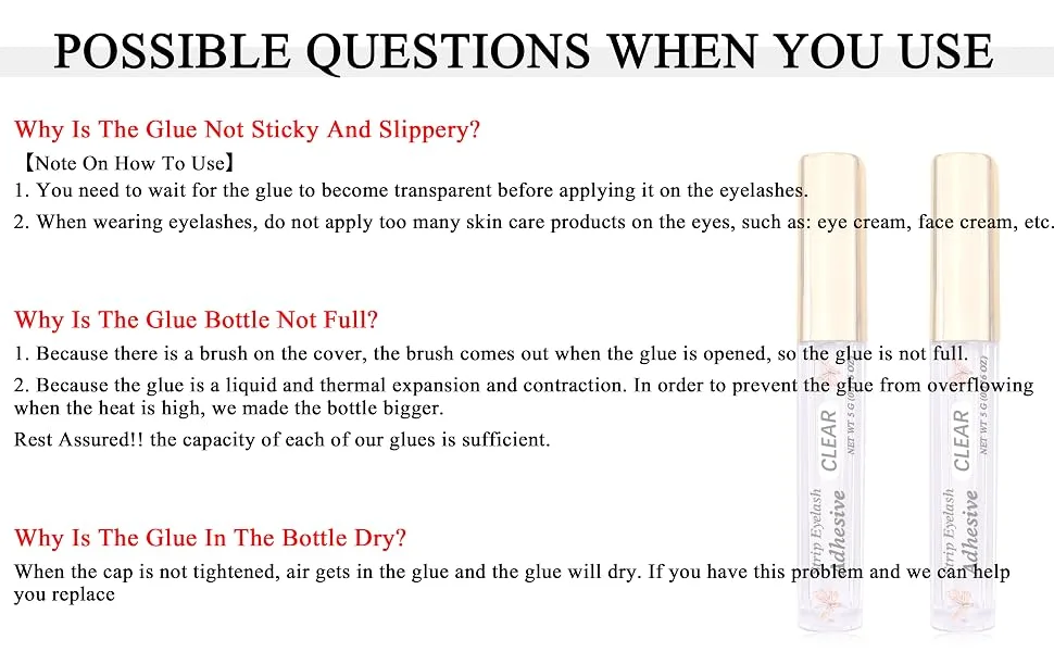 Clear Eyelash Glue Eyelash Adhesive Super Strong Hold Lash Glue Waterproof False Eyelashes Glue Suitable for Sensitive Eyes Lash Adhesive 0.176oz,(Clear) 1pcs Clear - eyelash glue