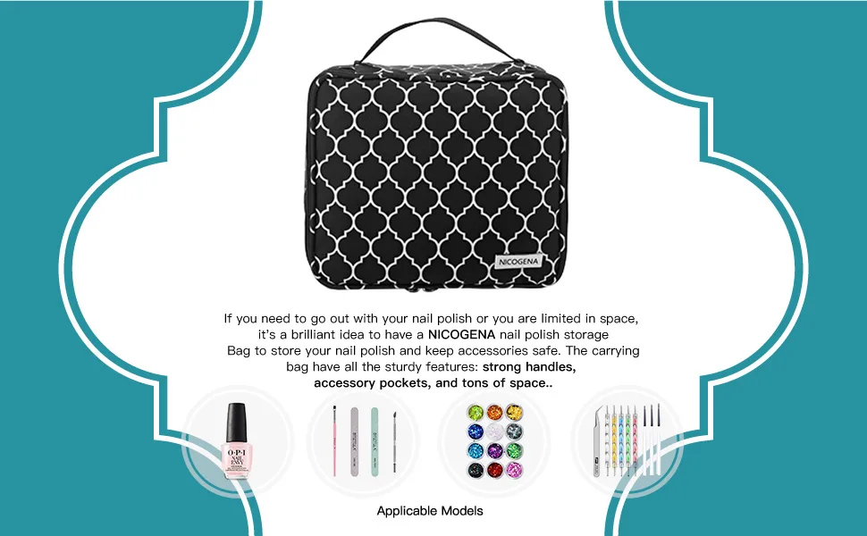 NICOGENA Double Layer Nail Polish Holder Organizer Bag and Manicure Set Case, Holds 30 Bottles (15ml-0.5 fl.oz), Secure Soft Storage Cube Storage (Lantern black) - NAIL POLISH CASE