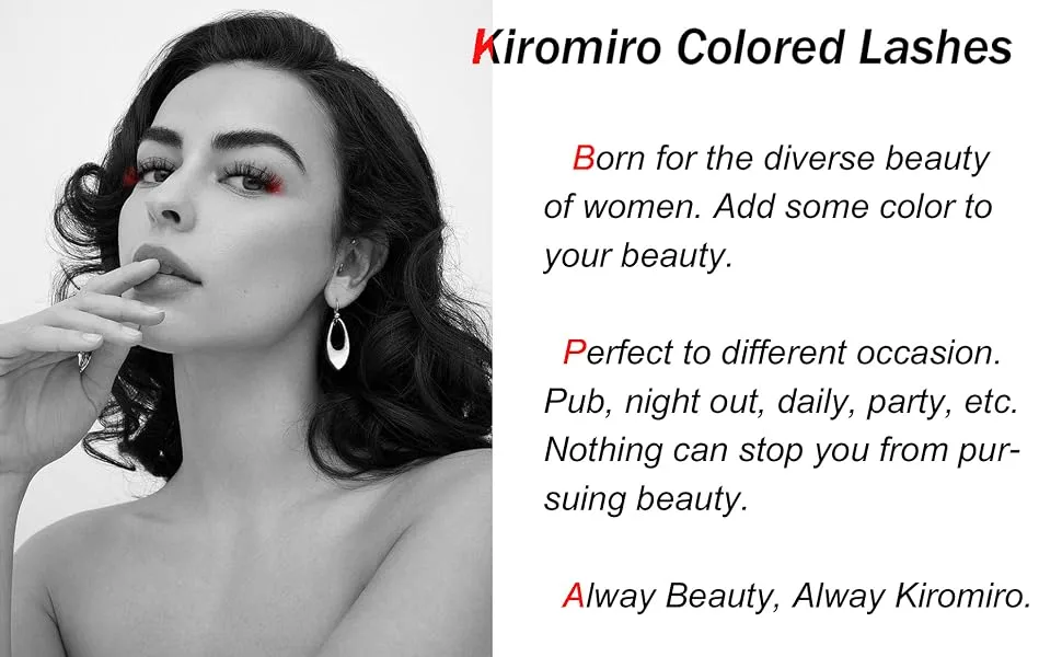 False Eyelashes Fluffy Mink Lashes Wispy Colored Lashes Red Strip Lashes Pack by Kiromiro (Red) 2-Red - dramatic eyelashes fluffy
