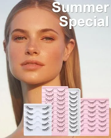 False Lashes with Color Faux Mink Eyelashes Wispies Fluffy Colored Lashes Dramatic Strip Lashes Pack (Pink) 1-Pink - Kiromiro lashes