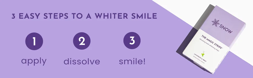 SNOW Dissolving Teeth Whitening Strips | Effortless at Home Teeth Whitener - Safe for Sensitive Teeth - Snow teeth whitening easy use sensitive teeth dissolvable