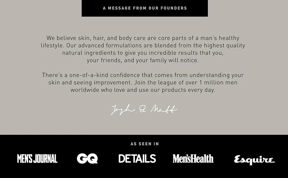 Brickell Men's Purifying Charcoal Face Mask Natural and Organic Activated Charcoal Mask With Detoxifying Kaolin Clay, 4 Ounce, Unscented - Brickell Brand Message