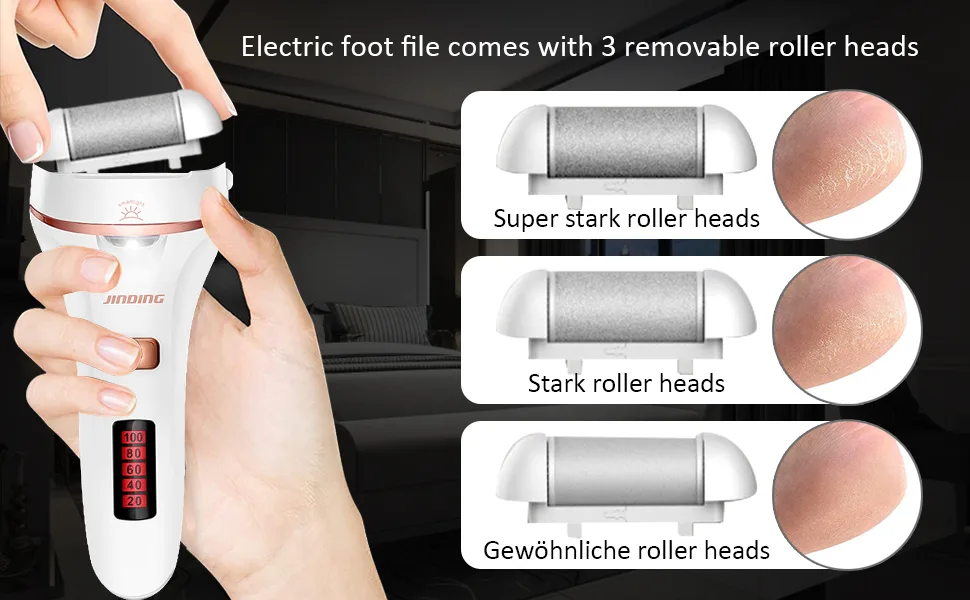 Electric Callus Remover for Foot, rechargeable foot callus remover tool Spa Pedicure Tool for Foot 2 Speed white - foot