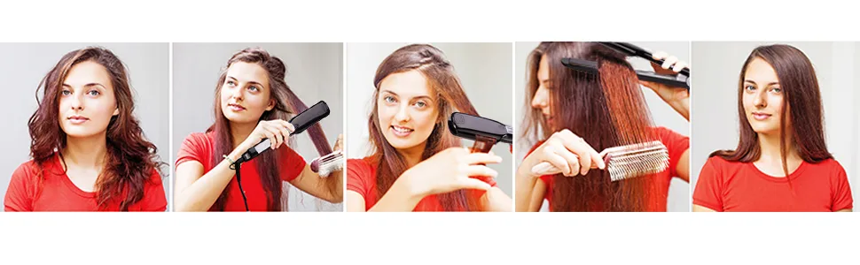 Hair Straightener Titanium Flat Iron 1.75 Inch Wide Plate with Digital LCD Display, Adjustable Temperature and Dual Voltage, Black. - flat iron