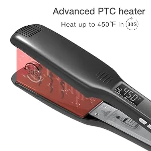 Hair Straightener Titanium Flat Iron 1.75 Inch Wide Plate with Digital LCD Display, Adjustable Temperature and Dual Voltage, Black. - product information 3