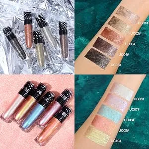 UCANBE 5 Colors Sparkle Liquid Eyeshadow Makeup Set Long Lasting Lightweight Metallic High Pigmented Glitter Eyeliner Shimmer Eye Shadow Stick Set #2 Set 2 - product information 2