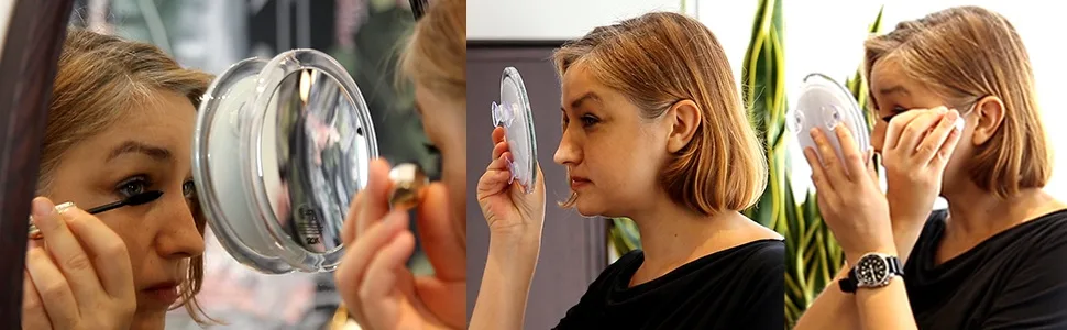 10x Magnifying Mirror with Suction Cups - Small Travel Magnified Mirror - Concave Close Up Mirror for Makeup 10x Magnification - Clear - magnifying mirror suction cup