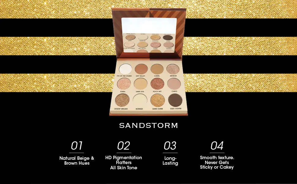EBIN NEW YORK Sandstorm - Secret of Pharaoh Eyeshadow Palette, Highly Pigmented and Blendable, Cruelty-Free, Long-Lasting Matte & Shimmer - product information 2