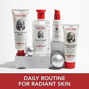 THAYERS Rose Petal Radiance Boosting Moisturizer with Hyaluronic Acid and Vitamin E, 4 Ounces Balm - Thayers Radiance Boosting Collection