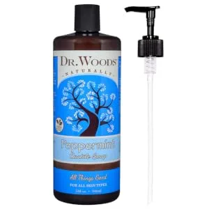 Dr. Woods Pure Peppermint Liquid Castile Soap with Pump, 32 Ounce - Dr. Woods peppermint body soap