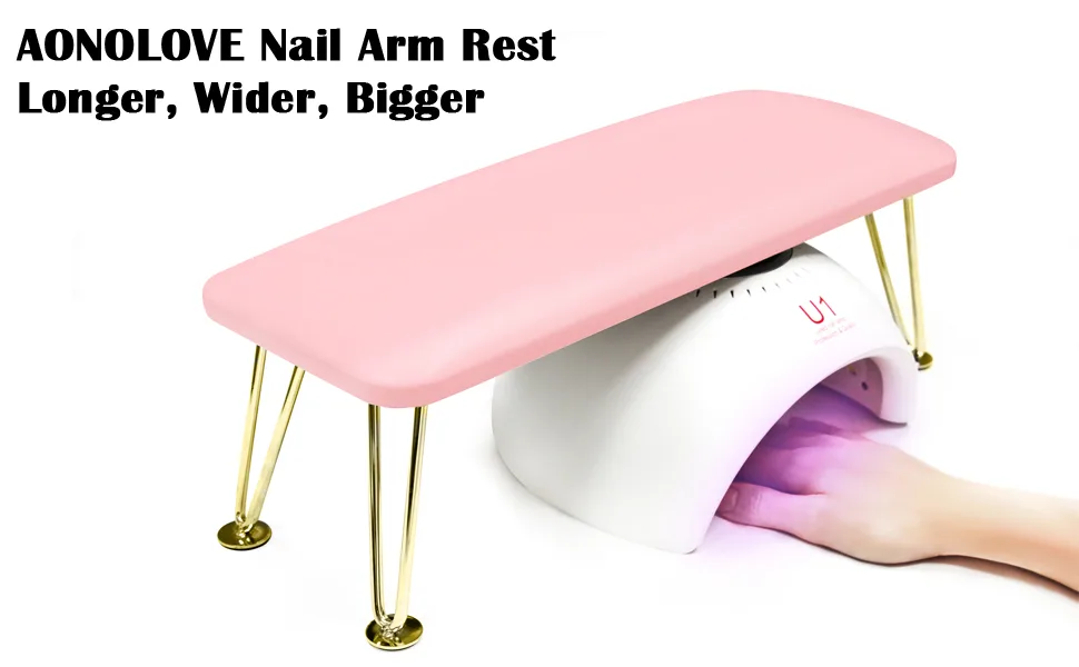 Big Nail Arm Rest Cushion, Non-Slip Manicure Hand Rest, Professional Microfiber Leather Nail Hand Rest Cushion Pillow Stand (Pink) - product information 3