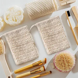 Trounistro 30 Pack Soap Exfoliating Bag Pouch Soap Saver Natural Ramie Soap Bag Hand Made Soap Bag Mesh Soap with Drawstring for Bath & Shower Use - 20 pack soap saver, individually wrapped, manufactured with natural sisal