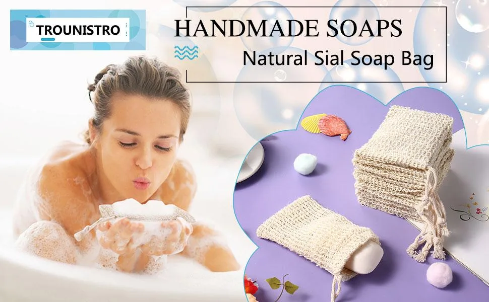 Trounistro 30 Pack Soap Exfoliating Bag Pouch Soap Saver Natural Ramie Soap Bag Hand Made Soap Bag Mesh Soap with Drawstring for Bath & Shower Use - Product detail