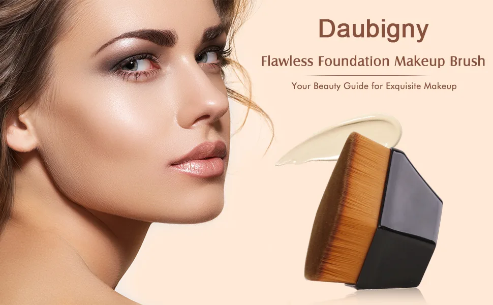 Foundation Brush, Daubigny Iron Type Makeup Brush for Face Blush Liquid Powder Foundation Brush for Blending Liquid, Cream or Flawless Powder Cosmetics with Protective Case (Black) Iron Type Black - foundation brush kabuki brush flawless brush