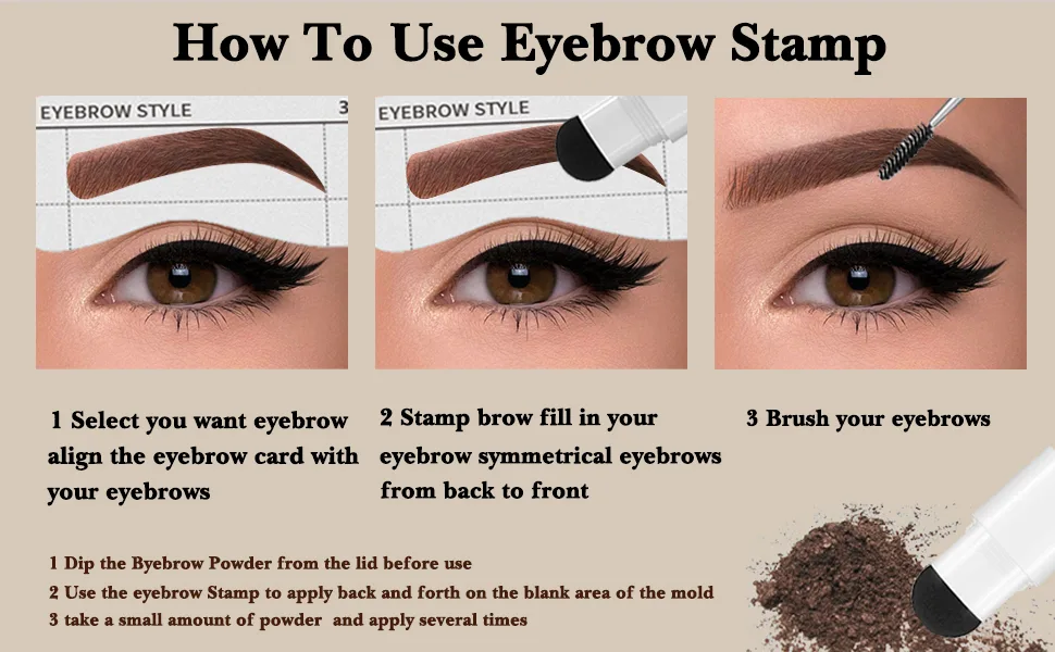 Eyebrow Stamp Stencil Kit Eyebrow Stamping Kit Perfect Brows Stamp Kit Brow Stamp Shaping Kit Brow Stamp And Shaping Kit Waterproof (1P, Medium Brown) 6 Piece Set Medium Brown - Eyebrow Stamp Stencil Kit