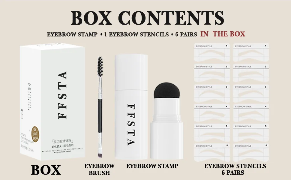 Eyebrow Stamp Stencil Kit Eyebrow Stamping Kit Perfect Brows Stamp Kit Brow Stamp Shaping Kit Brow Stamp And Shaping Kit Waterproof (1P, Medium Brown) 6 Piece Set Medium Brown - Eyebrow Stamp Stencil Kit