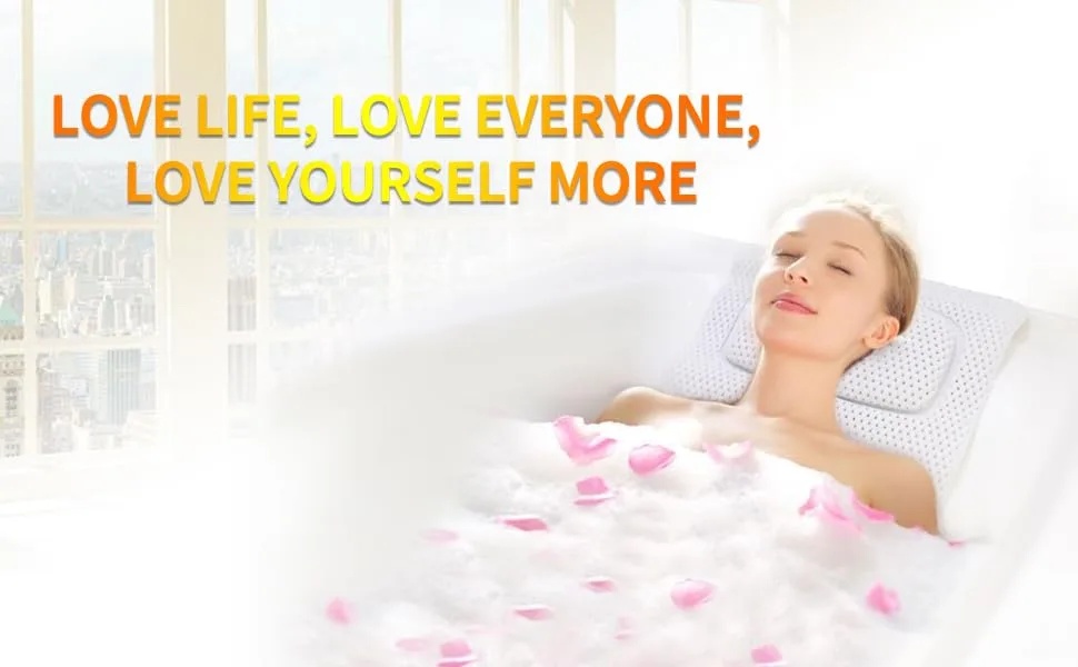 KR Bath Pillow Full Body - Luxury 3D Air Mesh Spa Bathtub Cushion for Neck Head Shoulder and Back Support - Luxurious full body bath spa