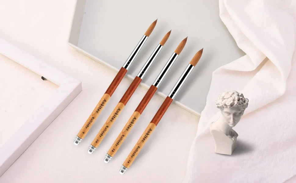 Aokitec Kolinsky Acrylic Nail Brush #22 Oval Sable Acrylic Brush for Nails Wood Nail Art Brush for Acrylic Application Polygel Brush Manicure Tool 22# Mix Wood - product information 10