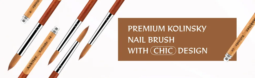 Aokitec Kolinsky Acrylic Nail Brush #22 Oval Sable Acrylic Brush for Nails Wood Nail Art Brush for Acrylic Application Polygel Brush Manicure Tool 22# Mix Wood - product information 5
