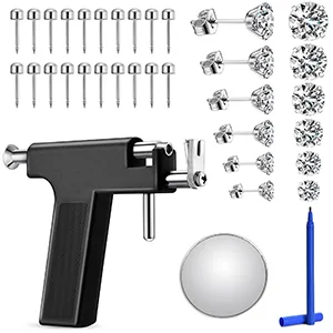 Ear Piercing Tool Set, Ear Piercing Gun Kit,Ear Nose Navel Piercing Machine, Professional Body Hole Piercing Tool For Salon Home Use (Black) - piercing kit