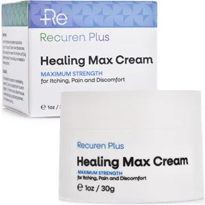 Recuren Plus Dermatitis Eczema Psoriasis Cream, Max Strength for Athletes Foot, Jock Itch, Urticaria, Rash, Rosacea, Acne, Ultimate Anti-Itch Solution 30g (1 Pack) - Healing Max Cream
