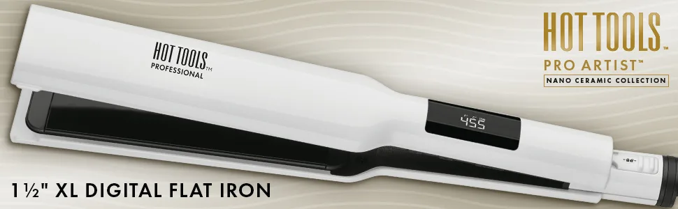 Hot Tools Nano Ceramic Digital Flat Iron, 1-1/2 inch 1-1/2 Inch PLATES - flatiron; flatirons; straightener; straighteners; ceramic; digital; fastpass; hottools; nanoceramic