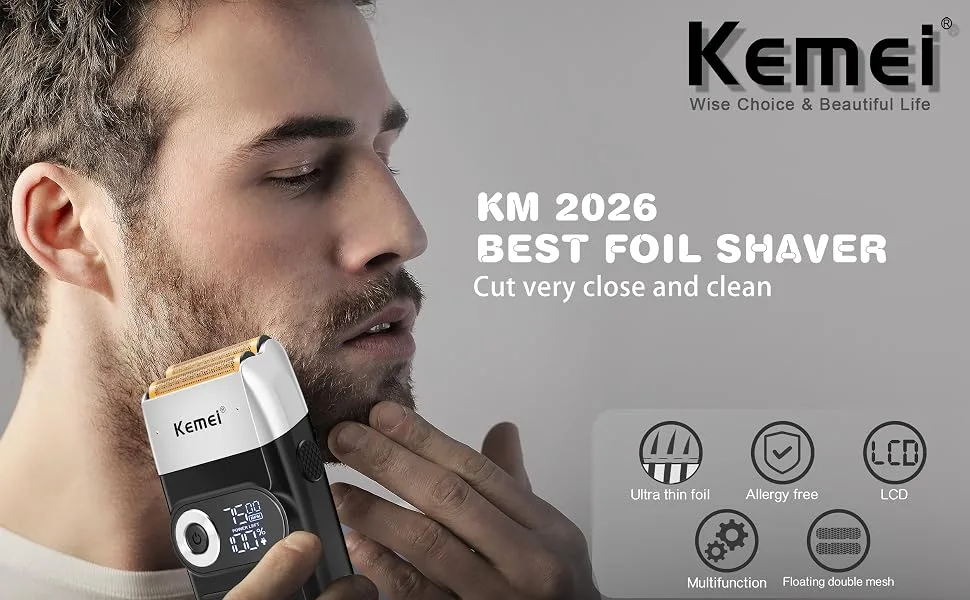 Kemei Foil Shavers for Men Electric Razor with Bald Trimming Cordless Electric Shavers with LED Display 2 in 1 - product information 1