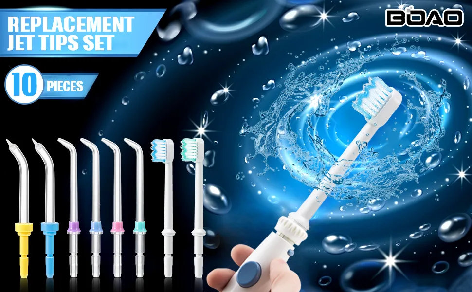 10 Pieces Replacement Tips Compatible with Water Flosser WP-100, WP-100W, WP-260 and More, Includes Classic Jet Tips, Brush Tips and Pocket Tips - product information 1