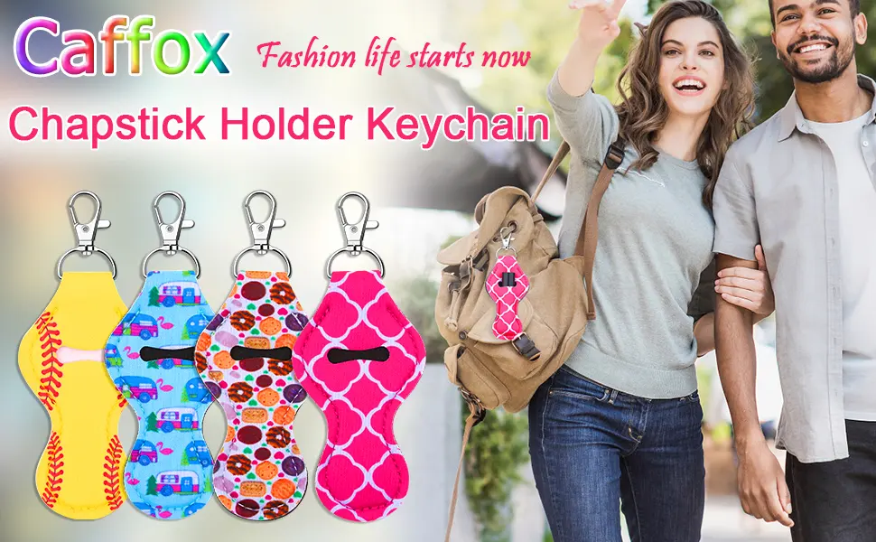 Chapstick Holder Keychain, Caffox 30Pcs Lip Balm Holder with Clip, Chapstick Lipstick Lipgloss Holder Bulk for Lanyards, Keychain - chapstick holder keychain