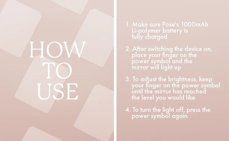 LED Travel Handheld Vanity Mirror, Pose by Vanity Planet - 3 LED Colors for Consistent Lighting with Dimmable Ring Light - Built-in Touch Sensors with Rechargeable Micro-USB - Blush Pink - Make Small Folding Mirrors Magnification Rechargeable Hand Large Mini Desk Beauty Handheld