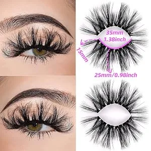 25mm Dramatic Mink Eyelashes 3D Fluffy Dramatic Long Lashes Full High Volume Crossed Fake Lashes Pack Soft Reusable 7 Pairs False Eyelashes by HeyAlice 7 Pair (Pack of 1) - lashes 4